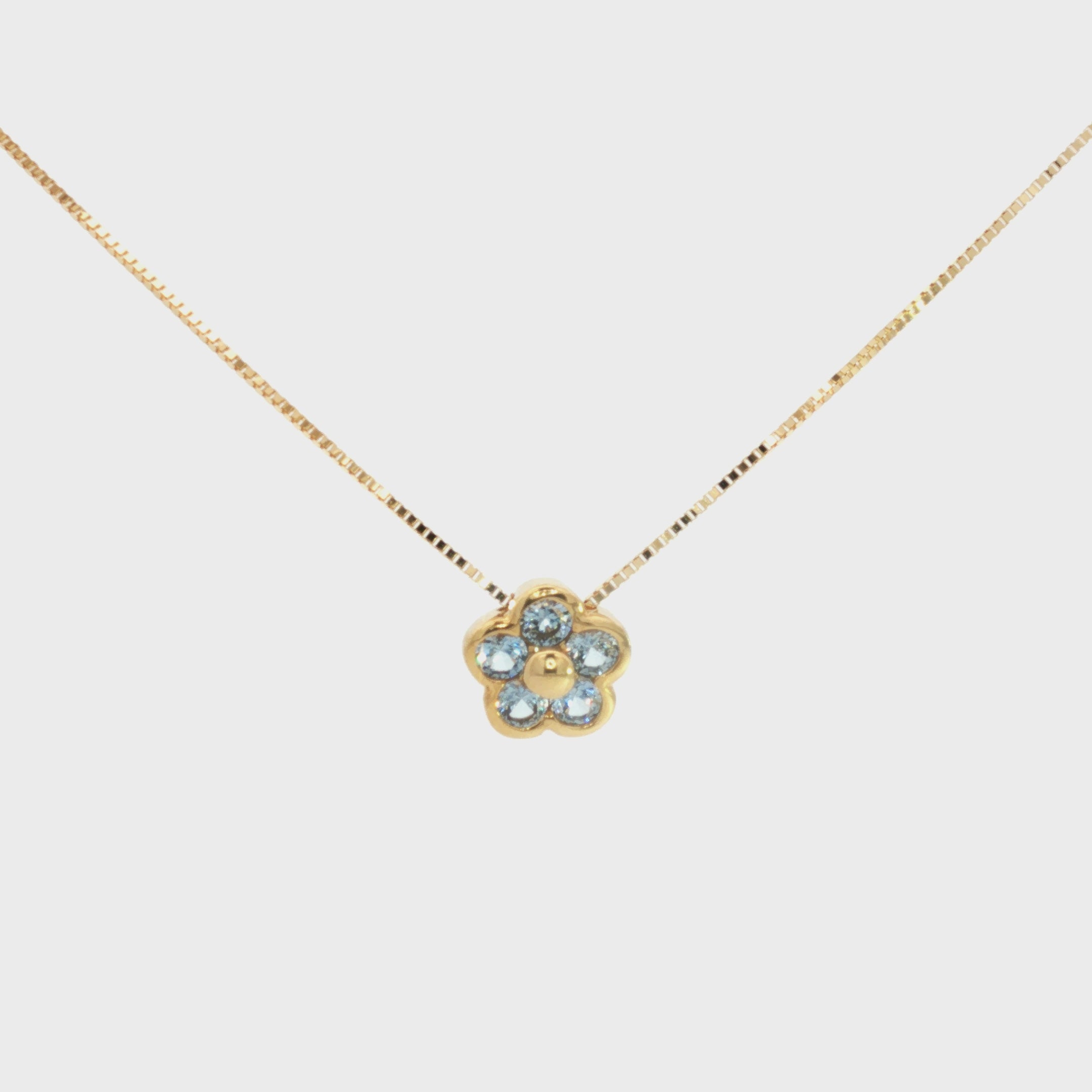 GARGANTILLA FLOR ZIRCONES AZULES