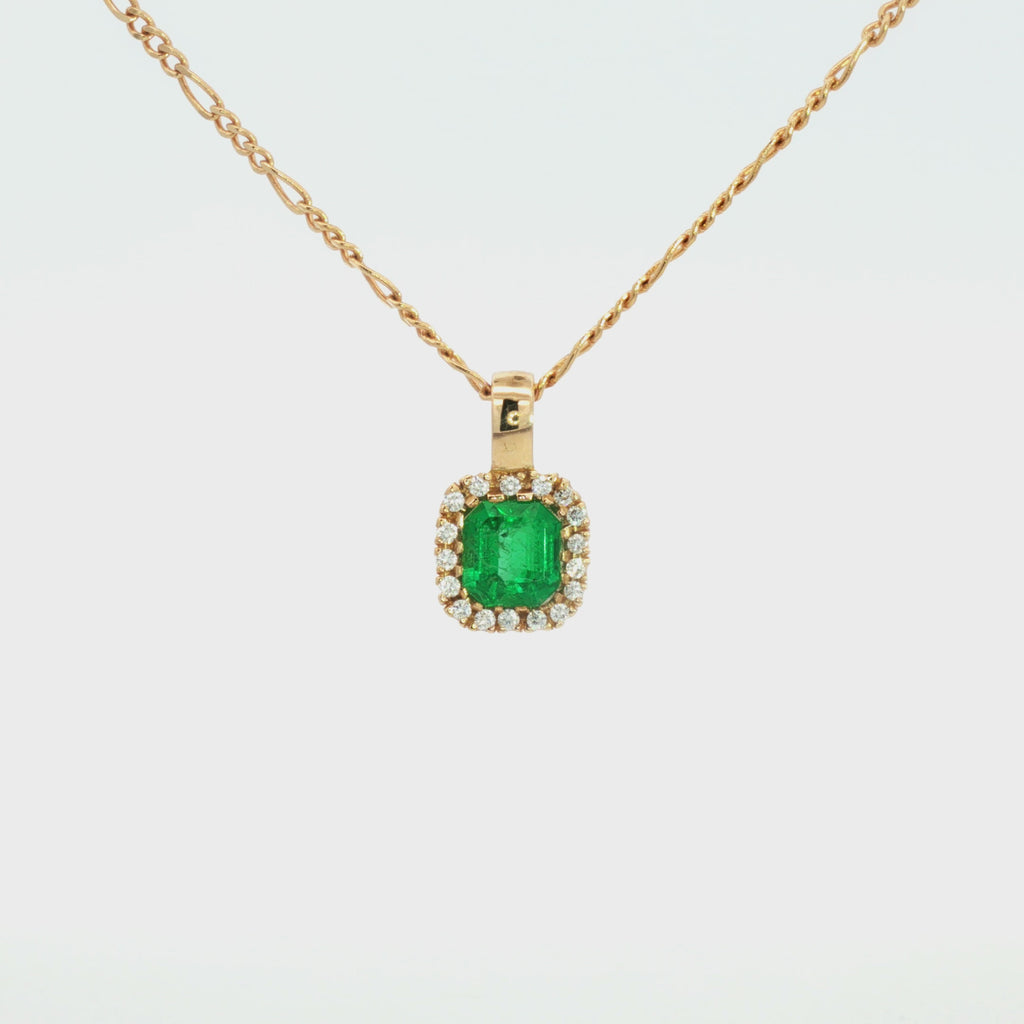 DIJE ESMERALDA CUADRADA Y DIAMANTES