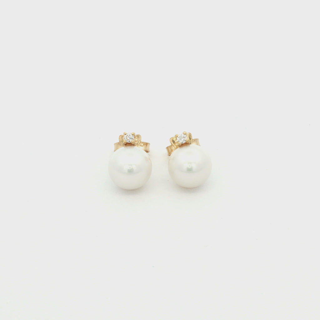 ARETES PERLA Y DIAMANTES
