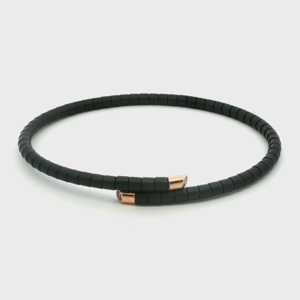 PULSERA ARO CERÁMICA NEGRA CON DIAMANTES