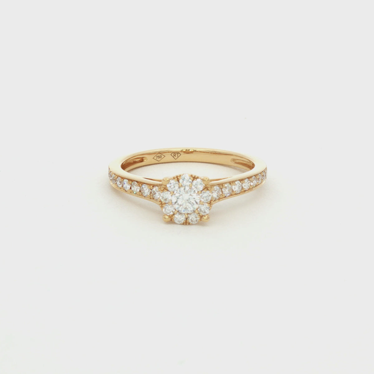 ANILLO SOLITARIO FLOR CON DIAMANTES