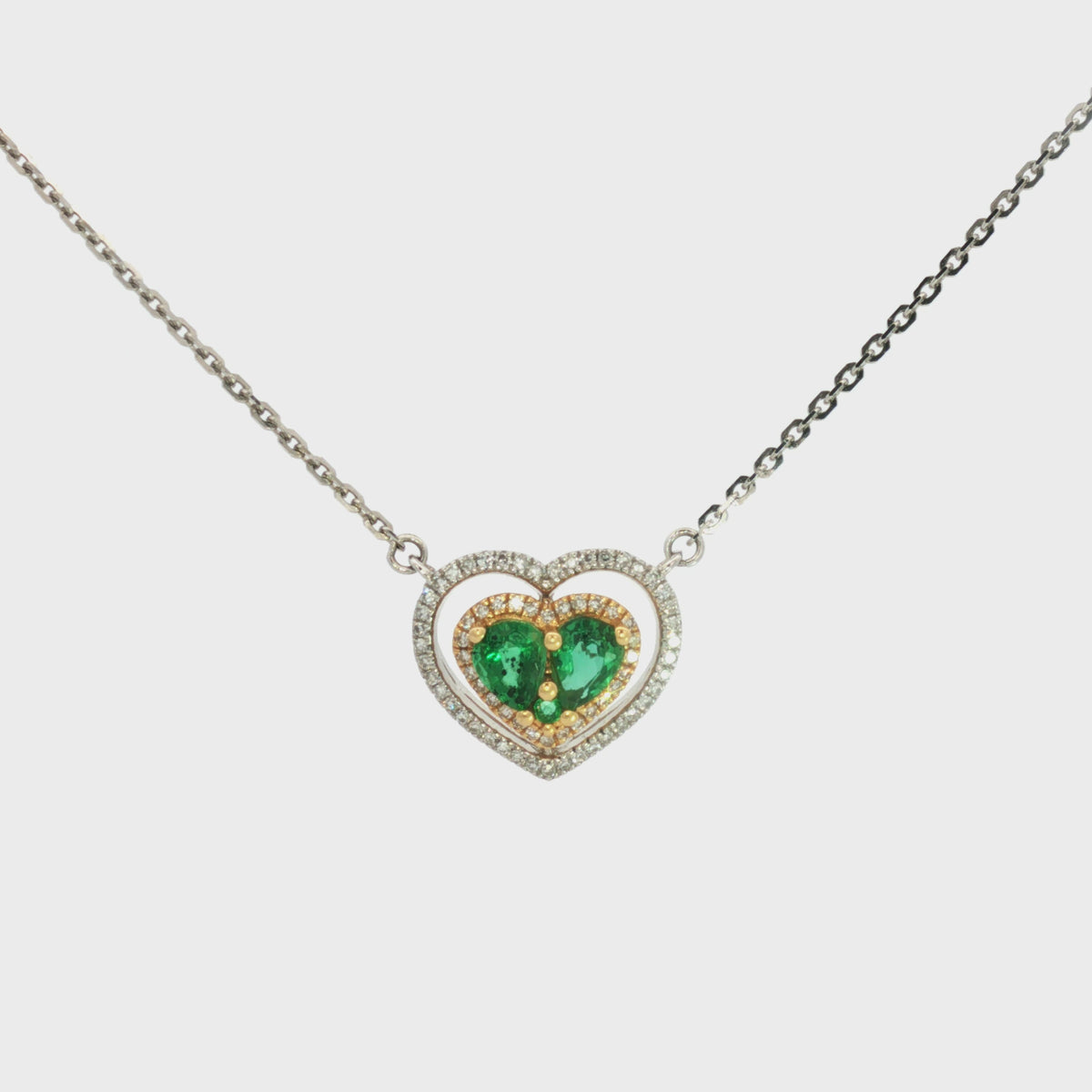 GARGANTILLA CORAZÓN ESMERALDA Y DIAMANTES