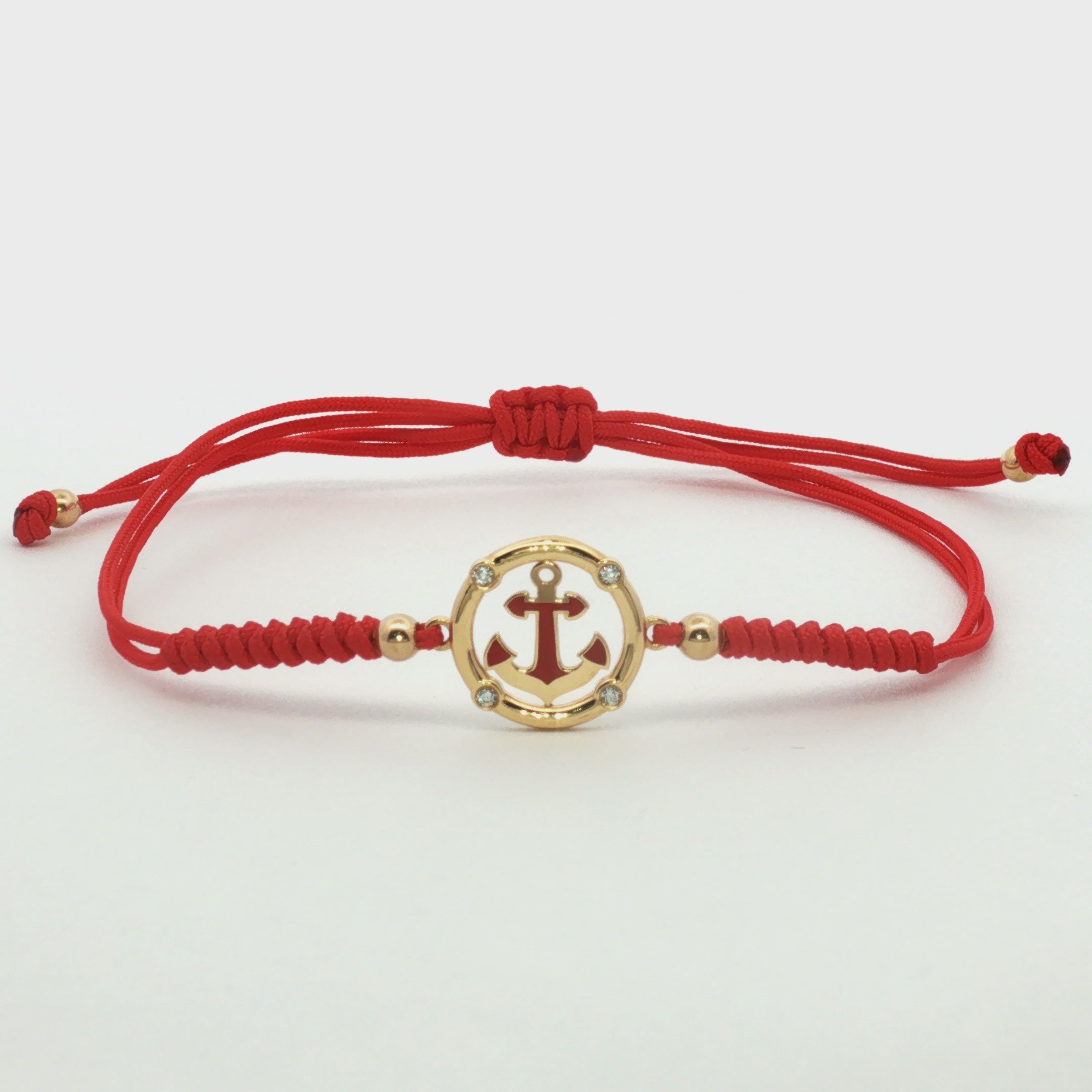 PULSERA HILO ROJO ANCLA CON ZIRCONES