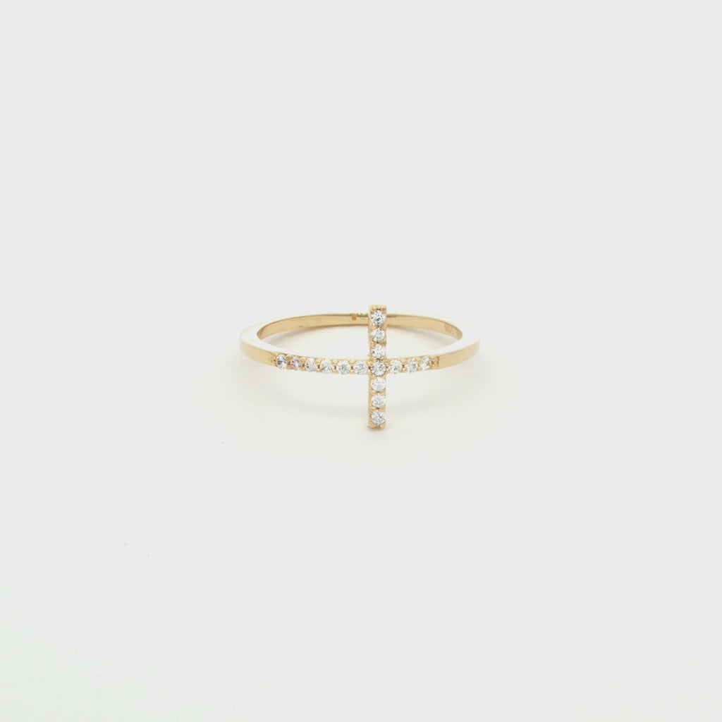 ANILLO CRUZ CON ZIRCONES