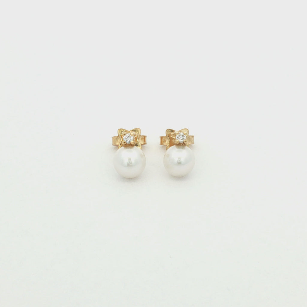 ARETES PERLA Y DIAMANTES